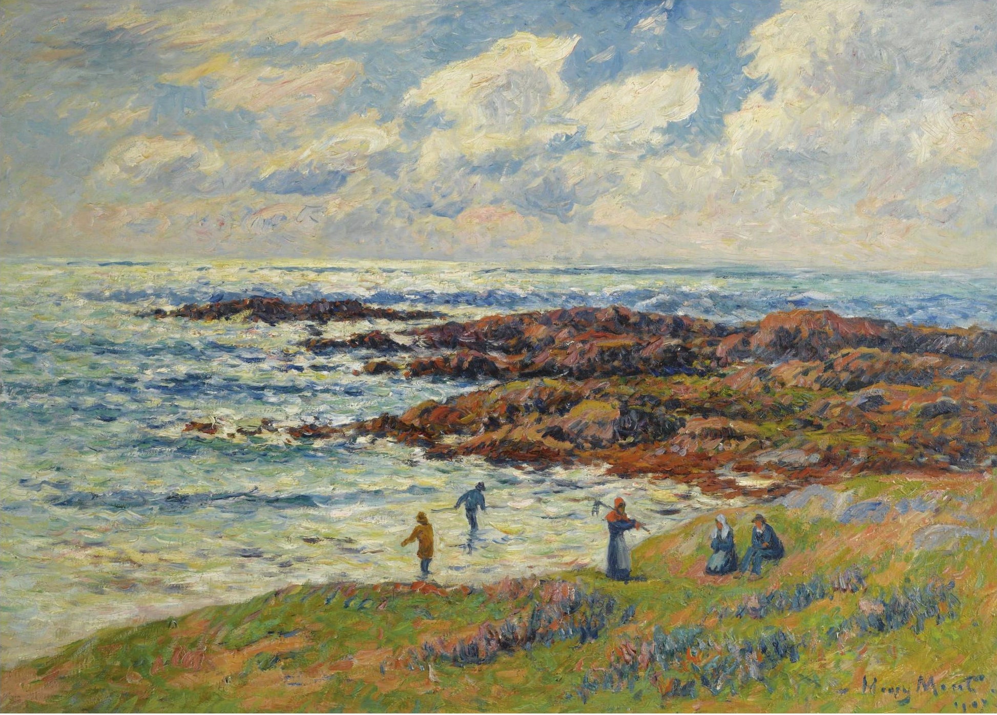 Gathering Seaweed at Nevez by Henry Moret,A3(16x12")Poster