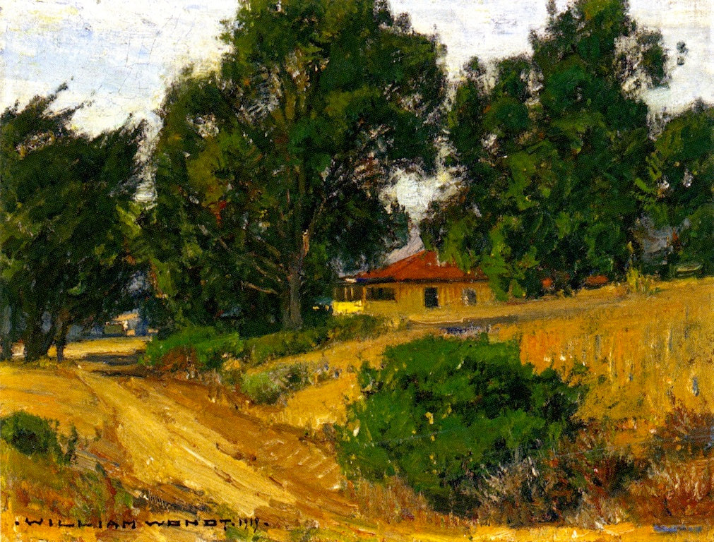 Coastal Cottage, Laguna, vintage artwork by William Wendt, 12x8" (A4) Poster
