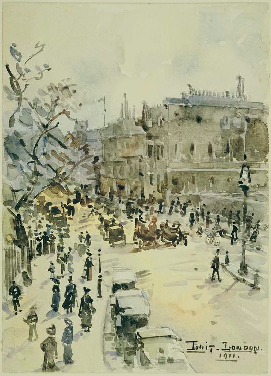 Piccadilly, London, vintage artwork by Edward Darley Boit, 12x8" (A4) Poster