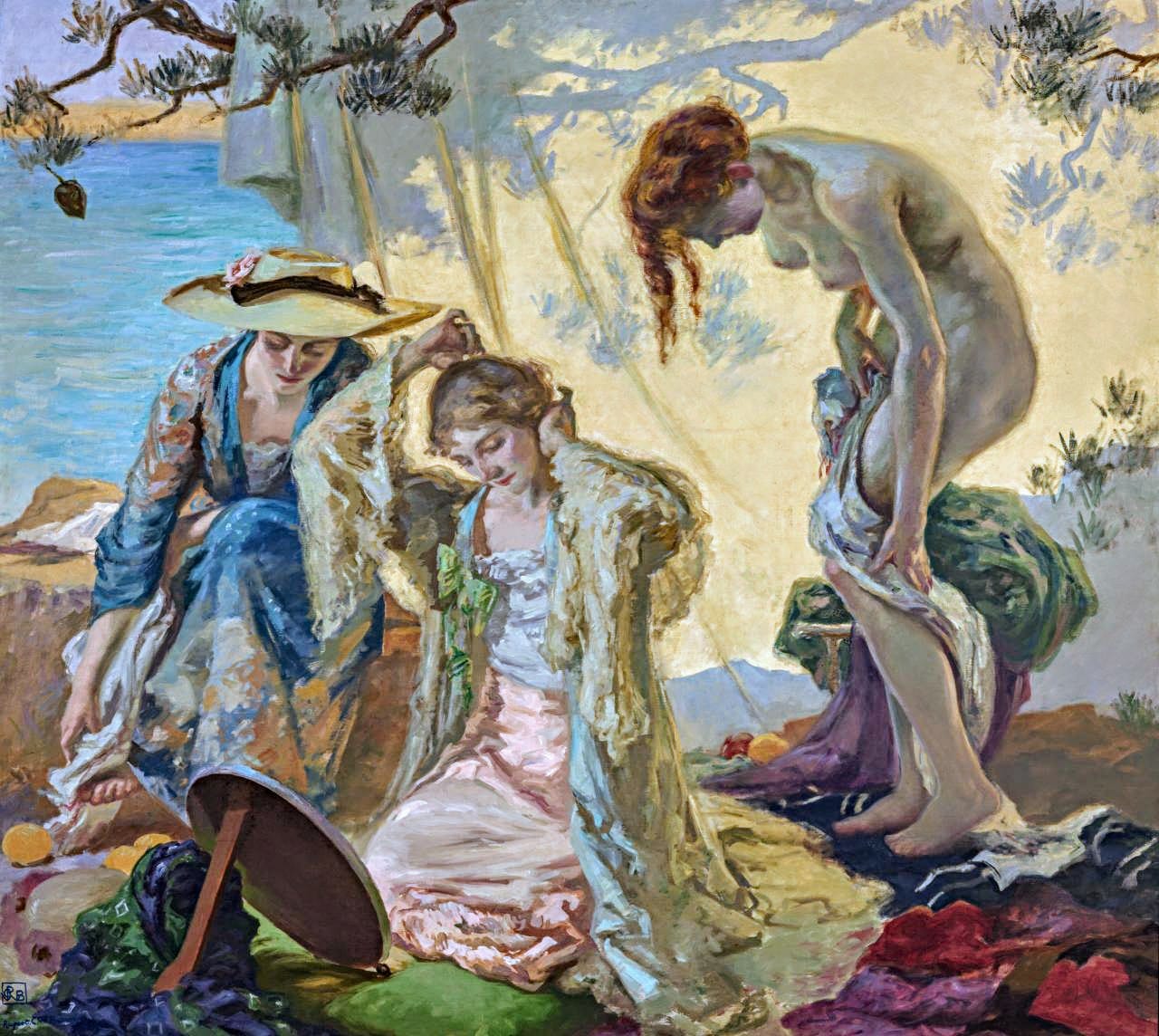 Spring Scene, vintage artwork by Rupert Bunny, 12x8" (A4) Poster
