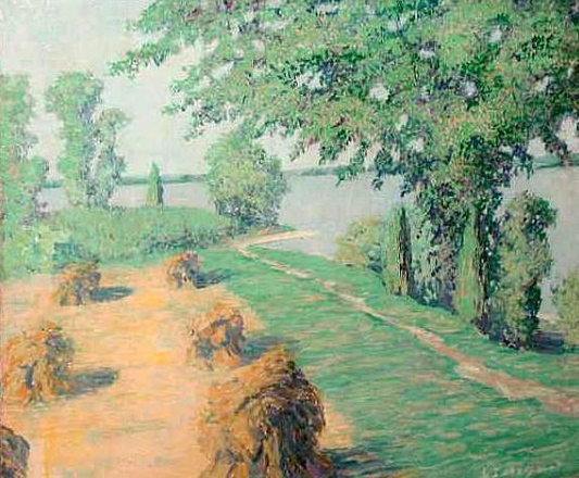 by  the River Edge, vintage artwork by Everett Lloyd Bryant, 12x8" (A4) Poster