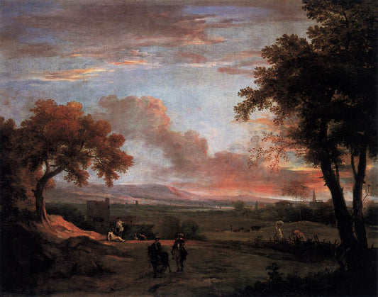 Southern Landscape at Twilight, vintage artwork by Marco Ricci, 12x8" (A4) Poster