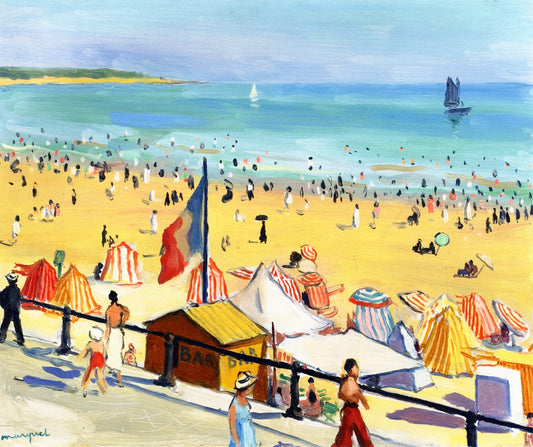 The Beach, Sables d'Olonne, vintage artwork by Albert Marquet, 12x8" (A4) Poster