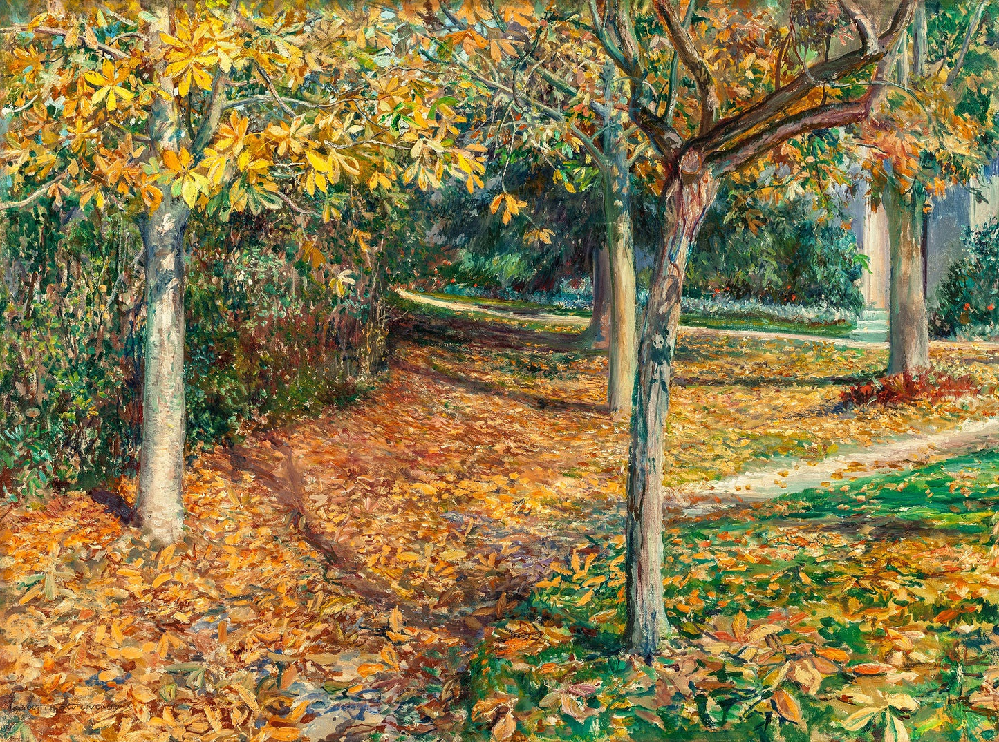 Carpet of Leaves, Giverny, vintage artwork by Will Hicok Low, 12x8" (A4) Poster