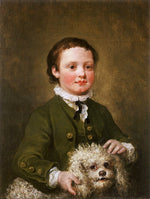 A Boy Holding a White Poodle, vintage artwork by William Hogarth, 12x8" (A4) Poster