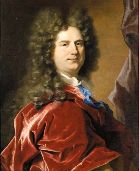 Portrait of Gentleman, Half-Length, in a Red Mantle, vintage artwork by Hyacinthe Rigaud, 12x8" (A4) Poster