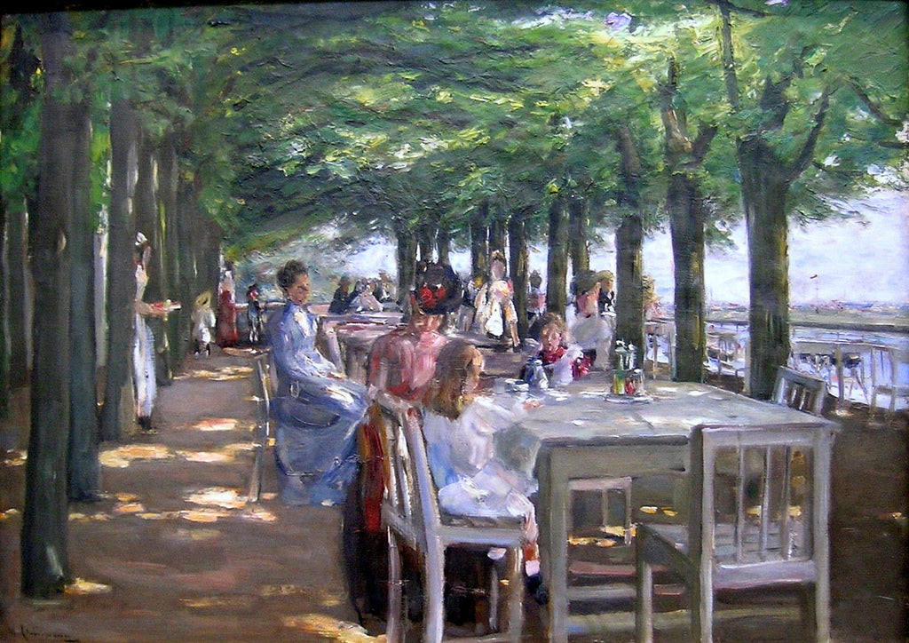 At the Terrace of Restaurant Jakob, vintage artwork by Max Liebermann, 12x8" (A4) Poster