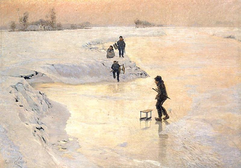 Skaters, vintage artwork by Emile Claus, 12x8" (A4) Poster