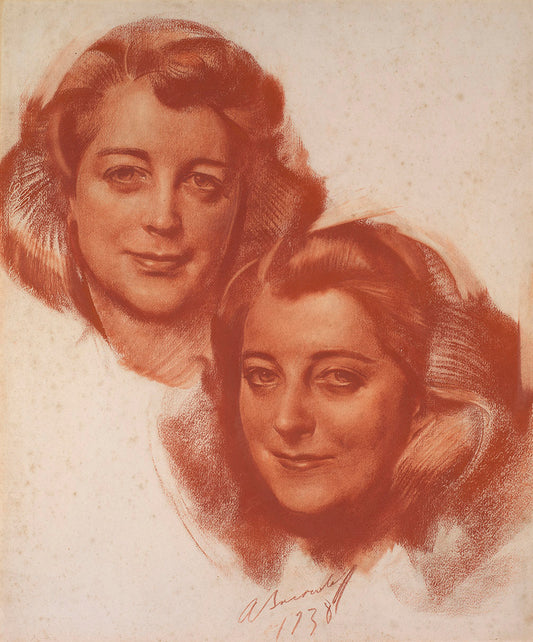 Portrait of Hoffman Twins by Alexander Evgenievich Yakovlev,16x12(A3) Poster