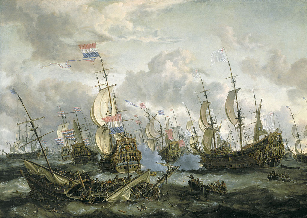 The "Royal Prince" and Other Vessels at the Four Days' Battle 1-4 June 1666, vintage artwork by Abraham Jansz. Storck, 12x8" (A4) Poster