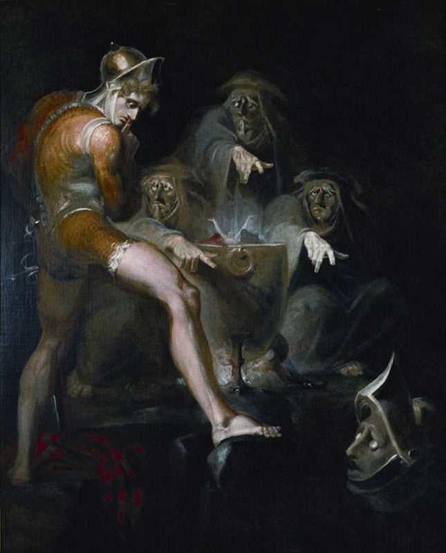 Macbeth Consulting the Vision of the Armed Head, vintage artwork by Johann Heinrich Füseli, 12x8" (A4) Poster