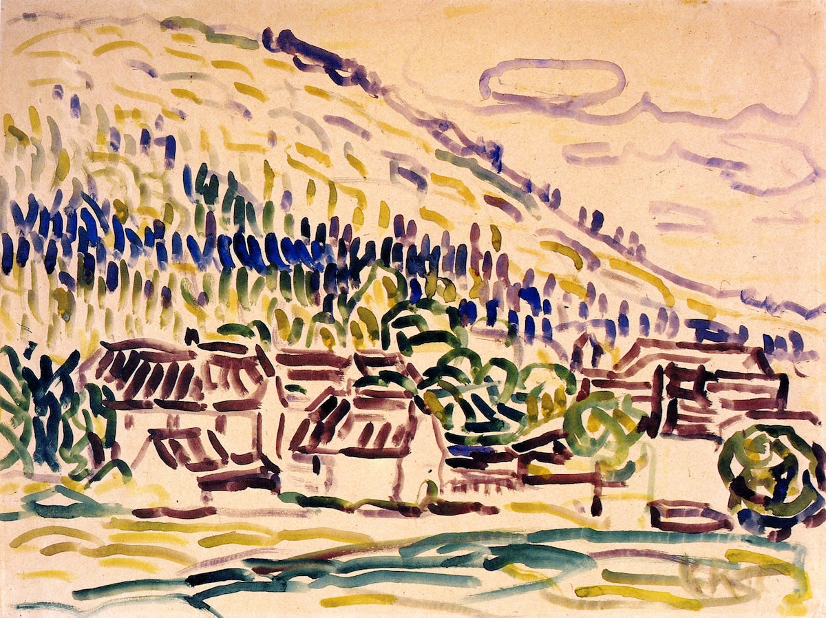 Landscape of Hetschburg, vintage artwork by Christian Rohlfs, 12x8" (A4) Poster