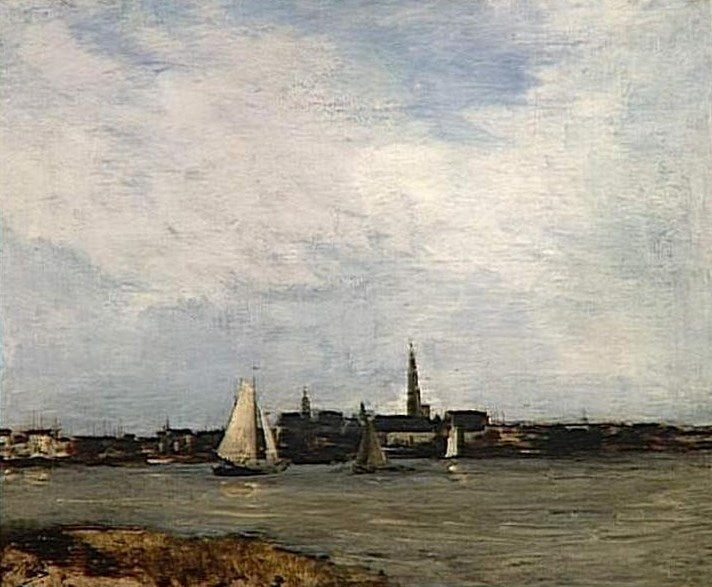 View of Anvers, vintage artwork by Antoine Vollon, 12x8" (A4) Poster