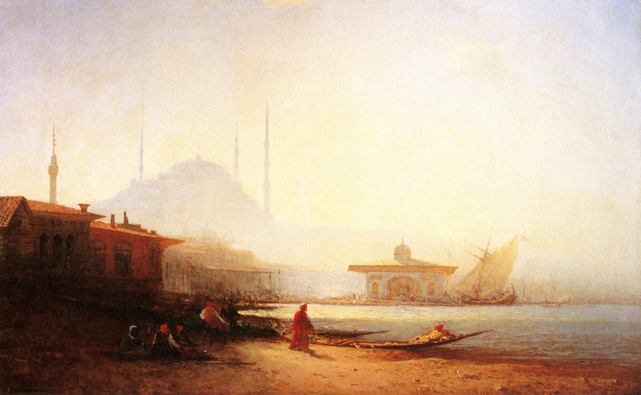 Constantinople, soleil couchant, vintage artwork by Felix-Francois-Georges-Philbert Ziem, 12x8" (A4) Poster