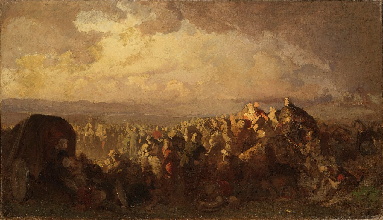 The Battle of Bravalla. Study, vintage artwork by August Malmstrom, 12x8" (A4) Poster