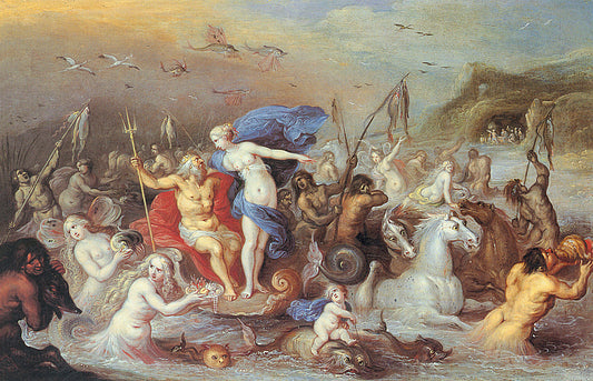 Neptune and Amphitrite, vintage artwork by Frans Francken the Younger, 12x8" (A4) Poster