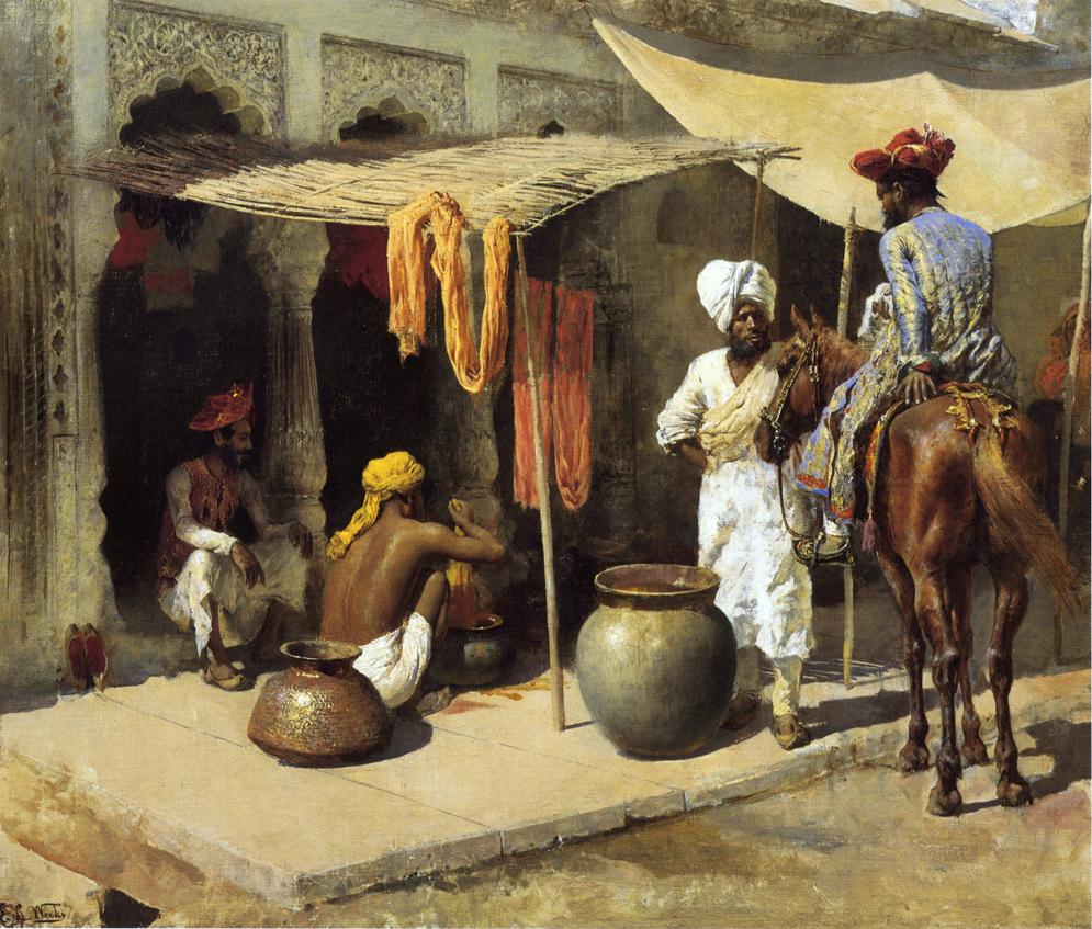 Outside an Indian Dye House, vintage artwork by Edwin Lord Weeks, 12x8" (A4) Poster