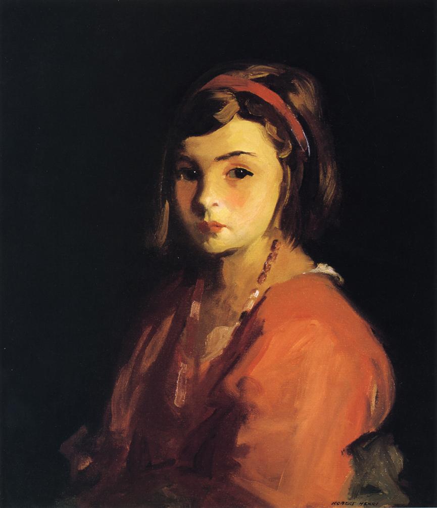 Agnes in Red (Agnes Schleicher), vintage artwork by Robert Henri, 12x8" (A4) Poster