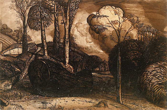 The Valley with a Bright Cloud, vintage artwork by Samuel Palmer, A3 (16x12