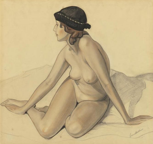 Nude in a Black Hat, vintage artwork by Sergei Sudeikin, 12x8" (A4) Poster