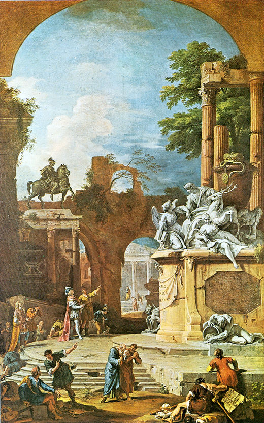 Allegorical Tomb of the Duke of Devonshire, vintage artwork by Sebastiano Ricci, 12x8" (A4) Poster