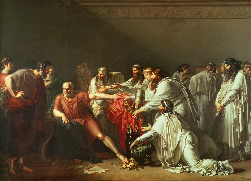 Hyppocrates Refusing the Presents of Artaxerces, vintage artwork by Anne-Louis Girodet de Roussy-Trioson, 12x8" (A4) Poster