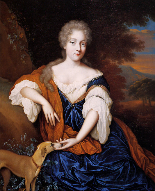 Young woman in blue, vintage artwork by Johannes van Haensbergen, 12x8" (A4) Poster