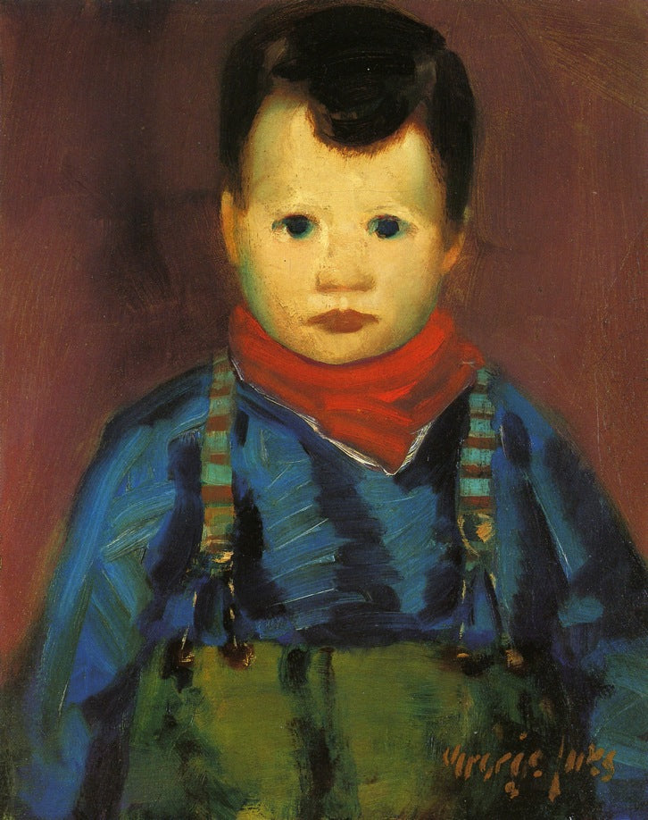 Boy with Suspenders, vintage artwork by George Luks, 12x8" (A4) Poster
