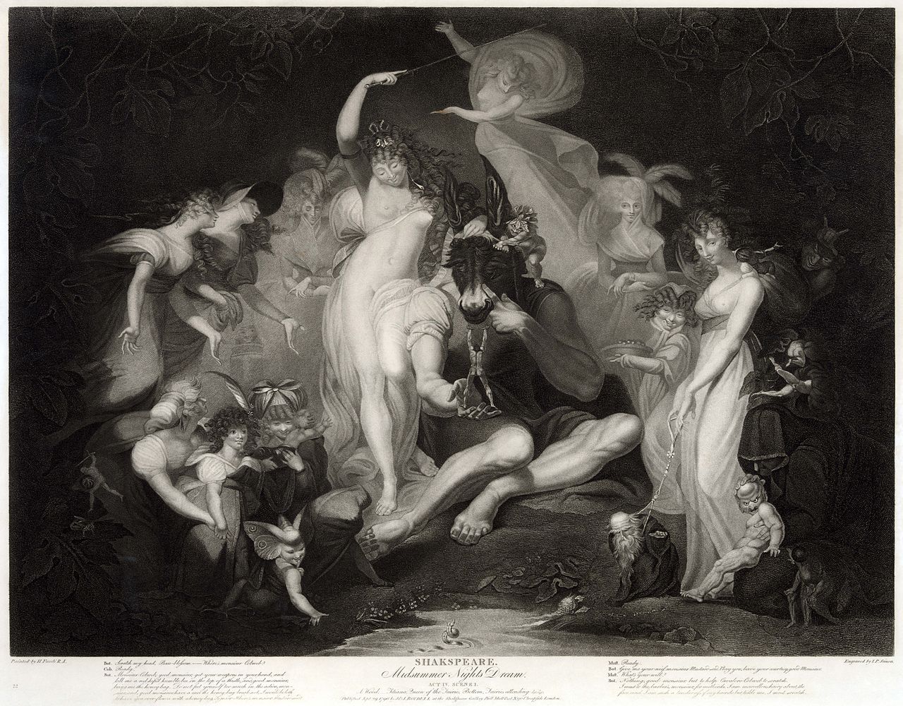 Midsummer Nights Dream, vintage artwork by Johann Heinrich Füseli, 12x8" (A4) Poster