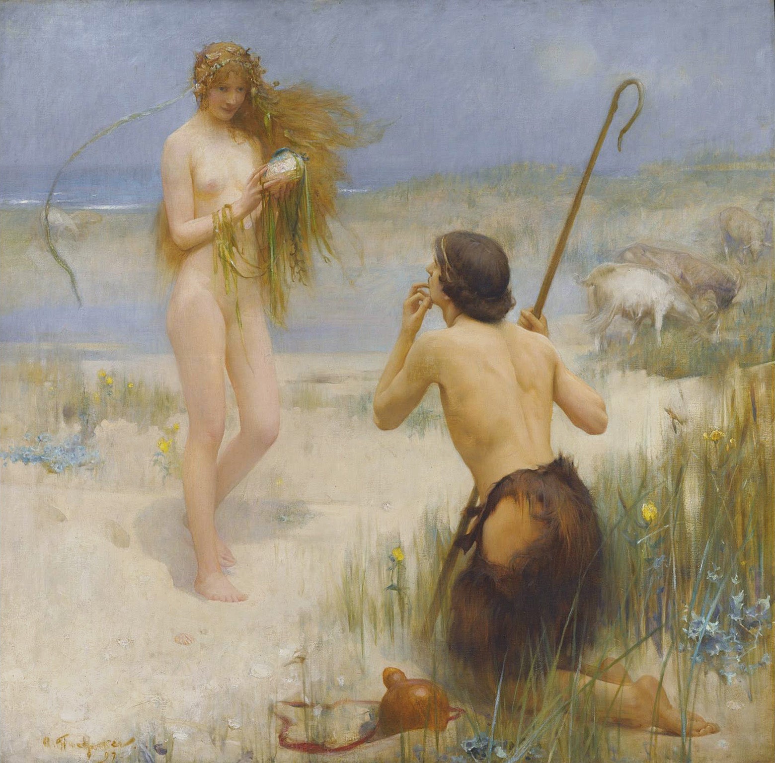 The Sea Maiden, vintage artwork by Arthur Hacker, 12x8" (A4) Poster