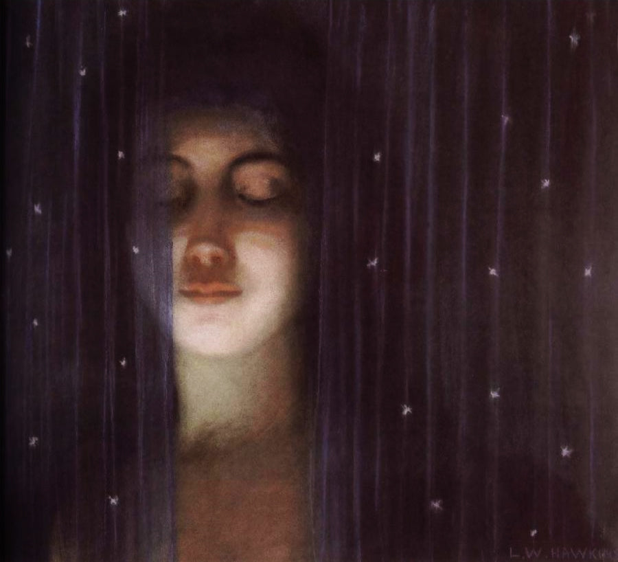 A Veil, vintage artwork by Louis Welden Hawkins, 12x8" (A4) Poster