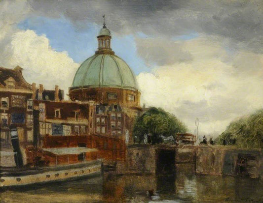 The Lutheran Church, Amsterdam, vintage artwork by Bernard Sickert, 12x8" (A4) Poster