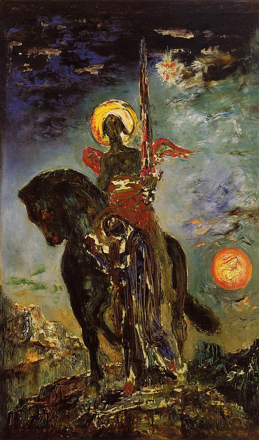 La parque et l'ange de la mort, vintage artwork by Gustave Moreau, 12x8" (A4) Poster