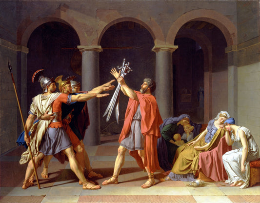 Oath of the Horatii, vintage artwork by Jacques-Louis David, 12x8" (A4) Poster