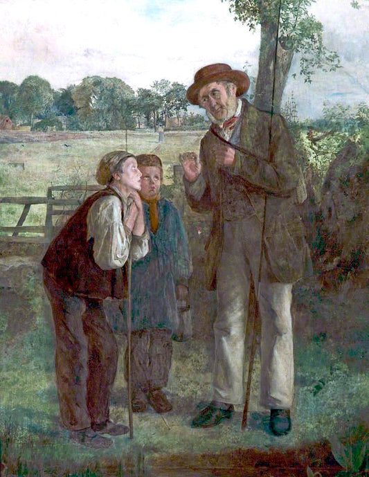 The Fishing Lesson, vintage artwork by James Campbell, 12x8" (A4) Poster