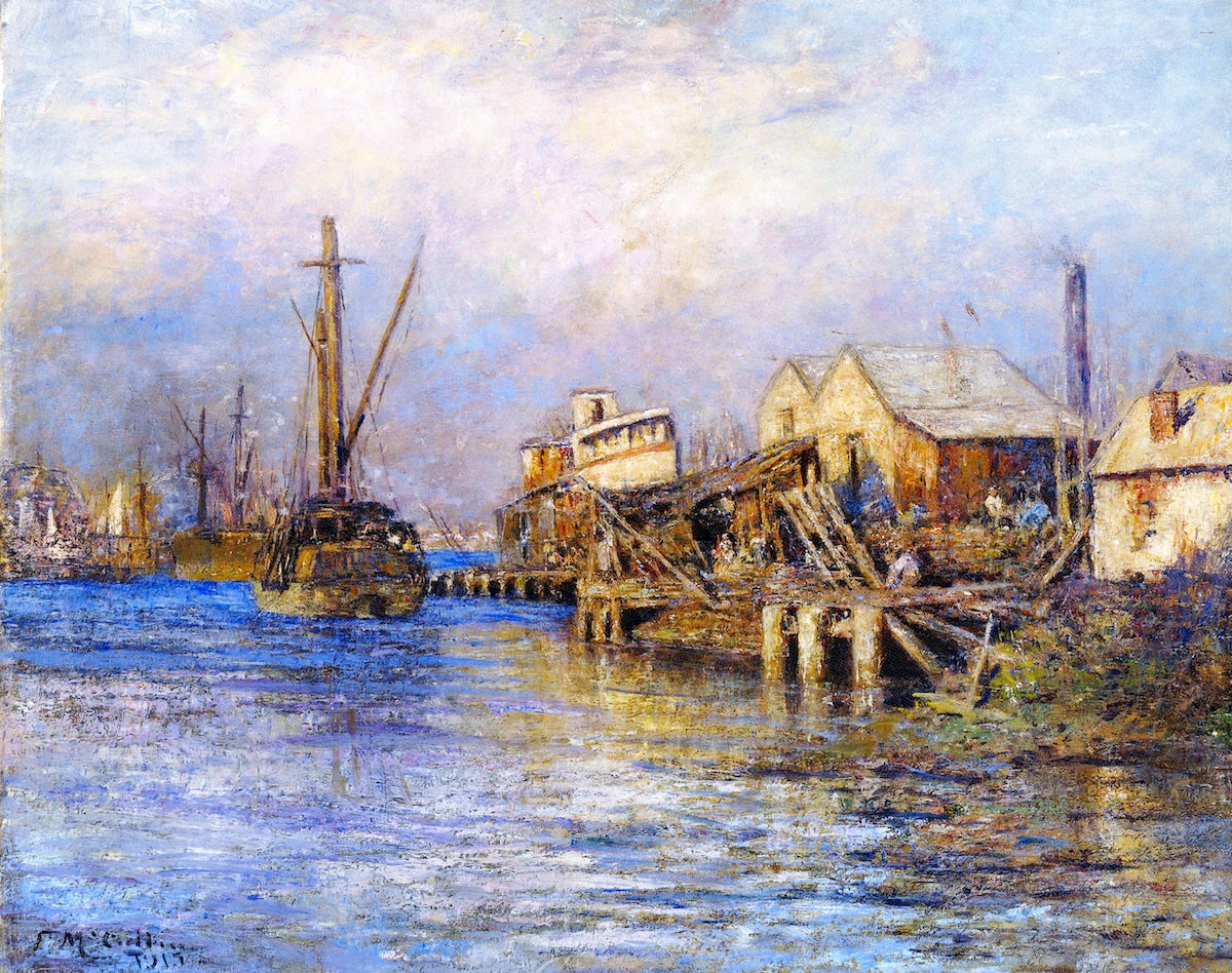 The Old Slip, Williamstown, vintage artwork by Frederick McCubbin, 12x8" (A4) Poster