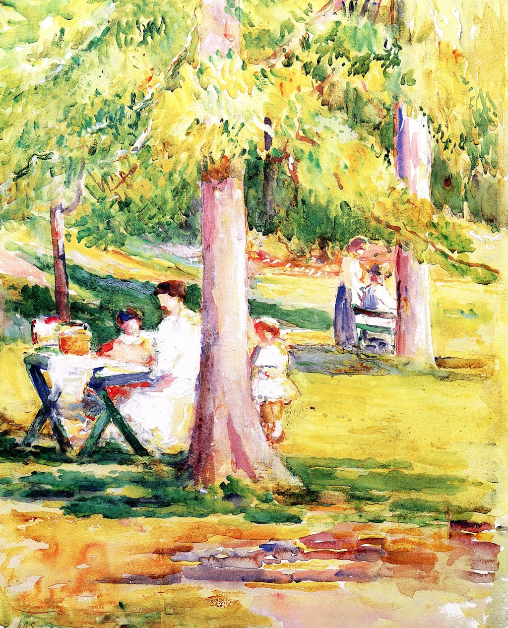 Picnic in the Pines, Burnet Woods, Cincinnati, vintage artwork by Annie G. Sykes, 12x8" (A4) Poster