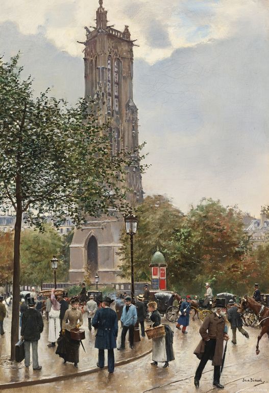 La tour Saint-Jacques, vintage artwork by Jean-Georges Beraud, 12x8" (A4) Poster