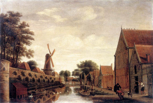 The Delft City Wall with the Houttuinen, vintage artwork by Pieter Jansz. van Asch, 12x8" (A4) Poster