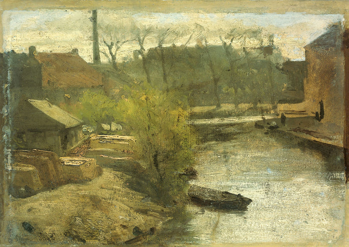 The Noord-West-Buitensingel in The Hague, vintage artwork by Matthijs Maris, 12x8