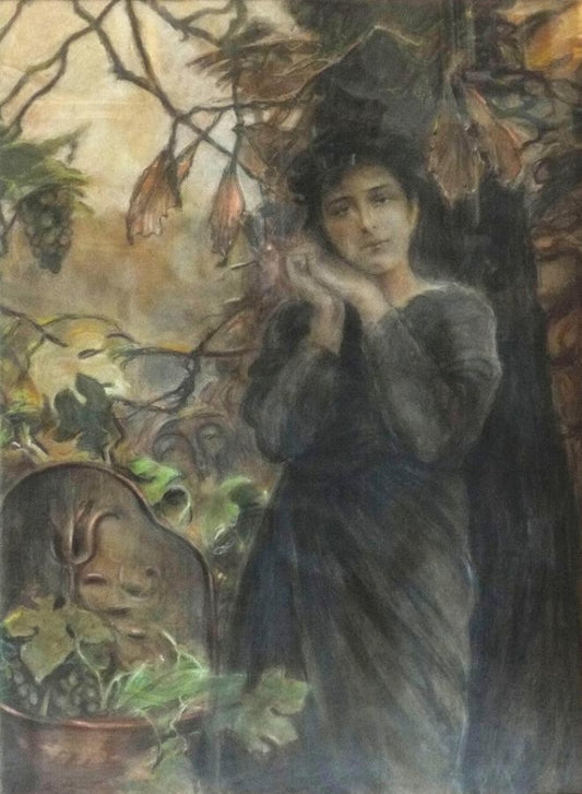 Woman under the Tree, vintage artwork by Theodor Axentowicz, 12x8" (A4) Poster