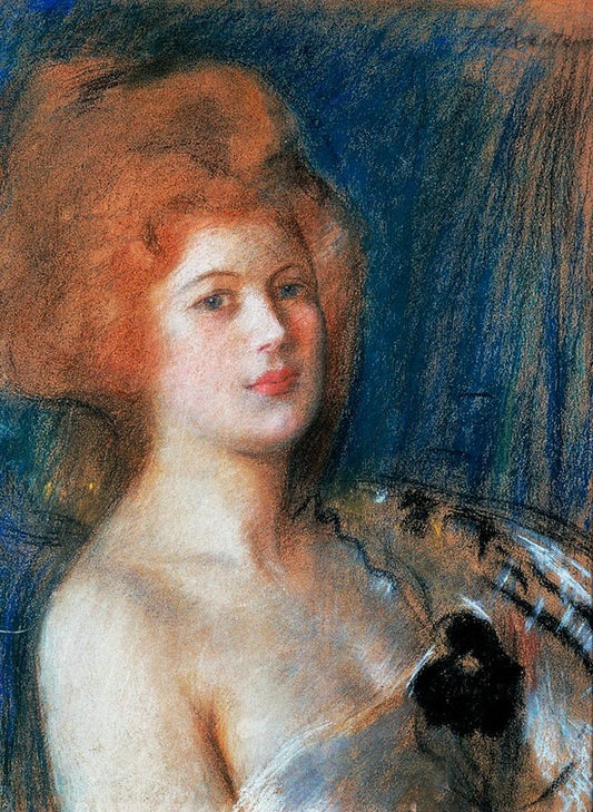 Portrait of Bronisława Rudlicka, vintage artwork by Theodor Axentowicz, 12x8" (A4) Poster