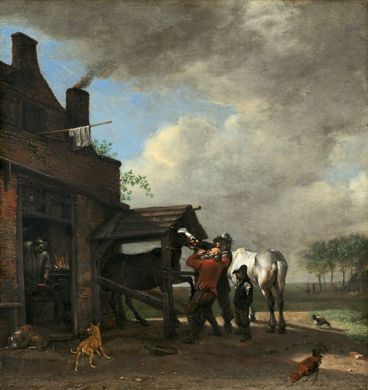 A Farrier’s Shop, vintage artwork by Paulus Potter, 12x8" (A4) Poster