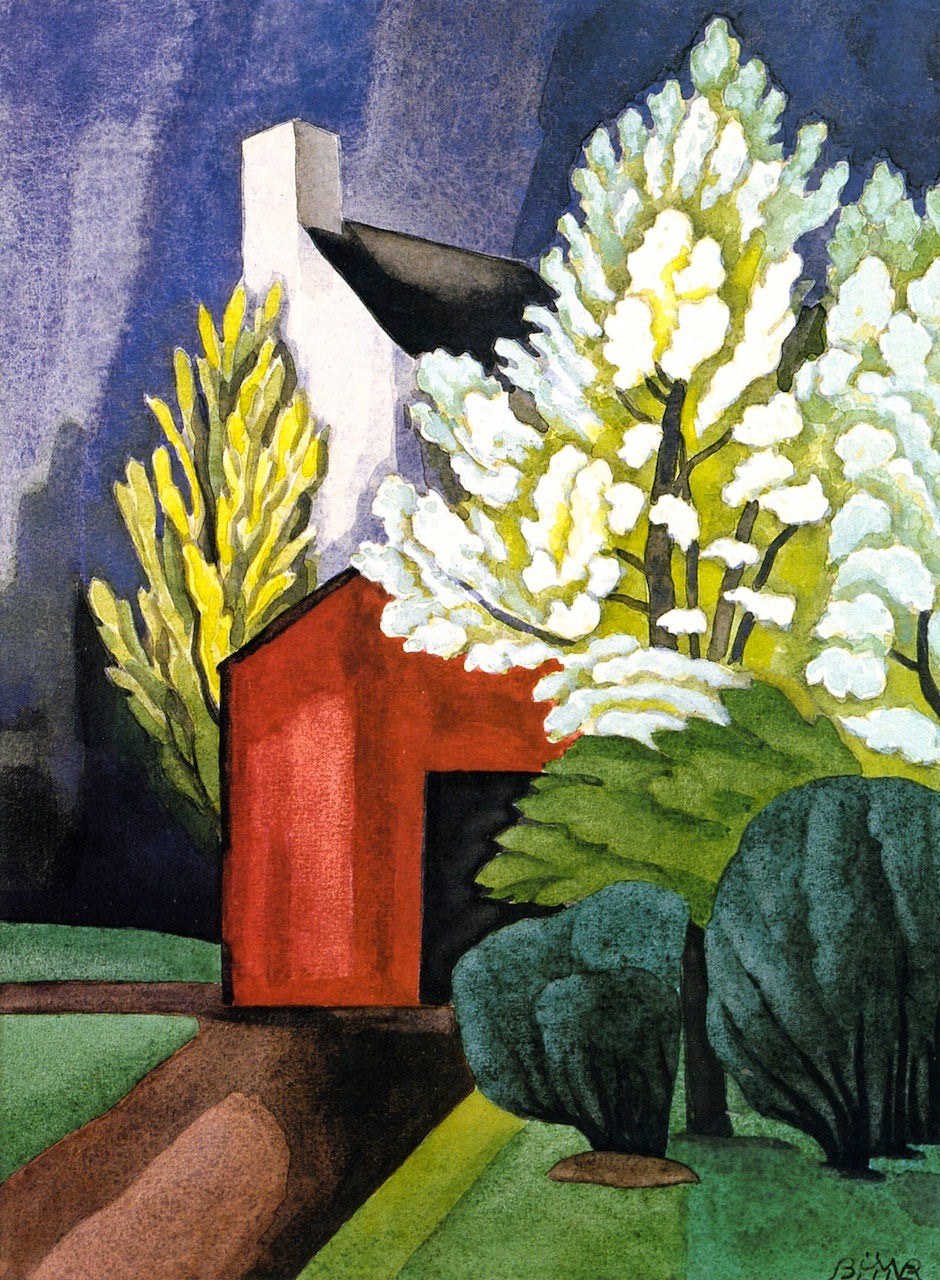 May Night, vintage artwork by Oscar Bluemner, 12x8" (A4) Poster