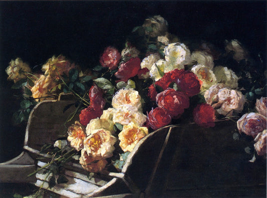 Roses in a Wheelbarrow, vintage artwork by George Cochran Lambdin, 12x8" (A4) Poster