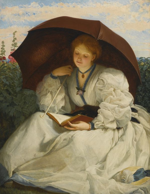 Reading on a Sunny Afrernoon, vintage artwork by Charles Edward Perugini, 12x8" (A4) Poster