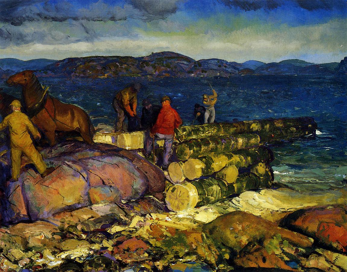 Dock Builders, vintage artwork by George Wesley Bellows, 12x8" (A4) Poster