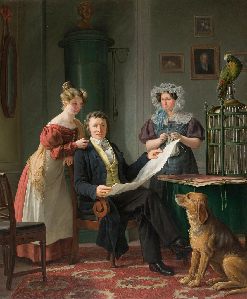 Surgeon Christian Fenegr with Wife and Daughter, vintage artwork by Martinus Rørby e, A3 (16x12") Poster Print