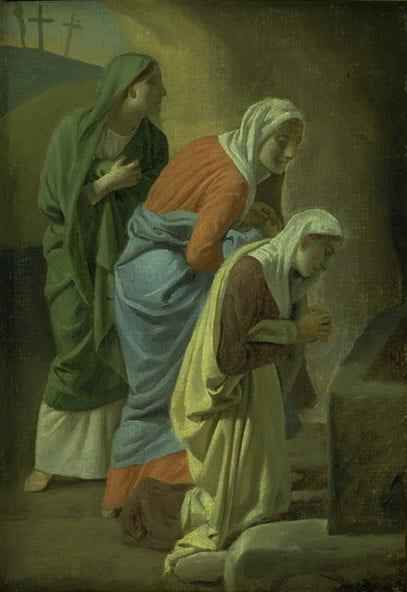 The Three Maries at the Tomb of Christ, vintage artwork by Christoffer Wilhelm Eckersberg, 12x8" (A4) Poster