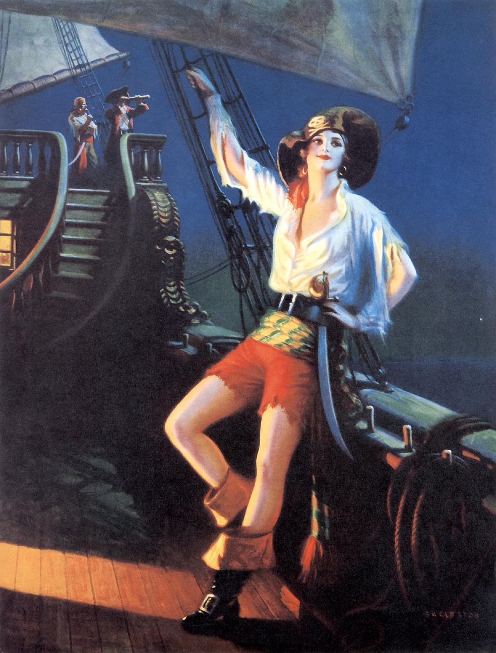 The Pirate Queen, vintage artwork by Edward Mason Eggleston, 12x8" (A4) Poster